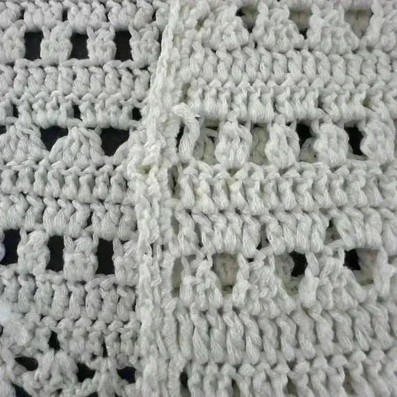 Women’s Crochet Top Size‎ Medium M Fringe Ivory Cropped Tomato Girl Summer - Picture 10 of 13